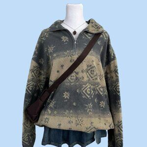 y2k cozy indie skate fleece 1/4 zip sweater